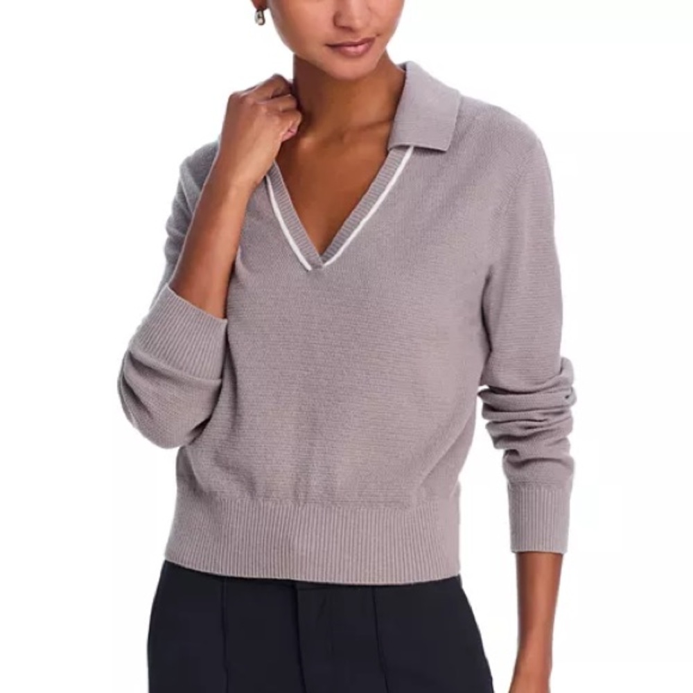 Rhone Birdie Long Sleeve Polo Sweater XS Taupe Mist